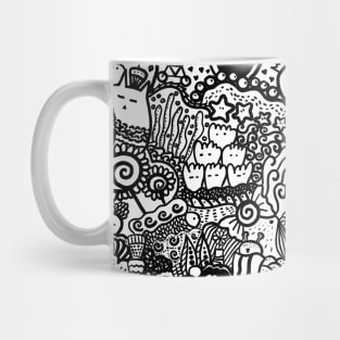 black and white doodle art Mug